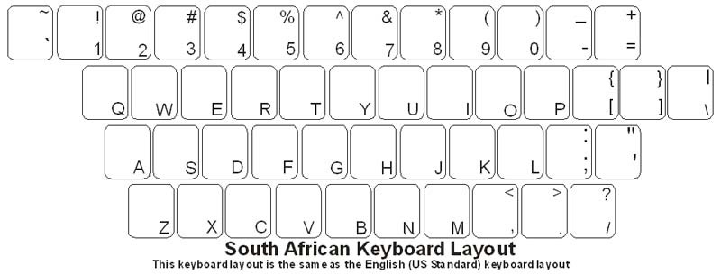 South Africa English Keyboard Labels DSI Keyboards